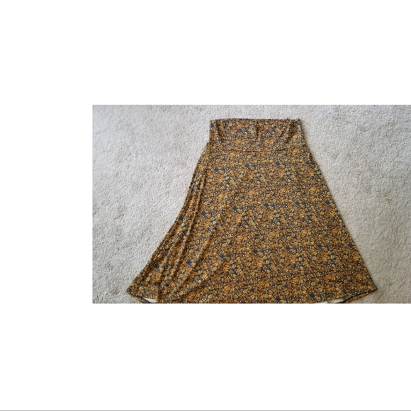 Lularoe Azure Flowy A-line Skirt in Classic Golden Floral Print Size Large - Picture 3 of 5